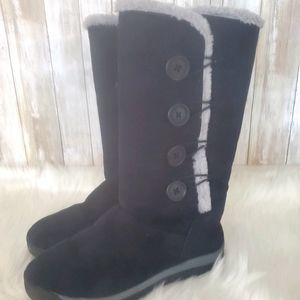 Itasca Black Button Faux Fur Boots